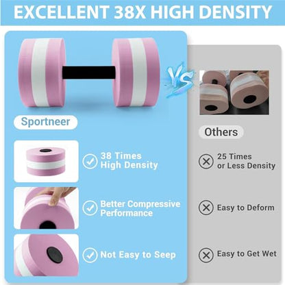 2Pc Water Dumbells Water Aerobic Exercise Foam Dumbbell Pool Resistance Aquatic Dumbbell EVA Yoga Barbell Exercise Fitness Equipment Exercises Equipment for Weight Loss - color: Pink