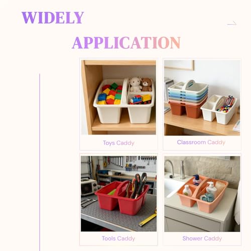 Set of 6 Classroom Caddy, Small Plastic Storage Caddy with Handle, Boho - color: Boho