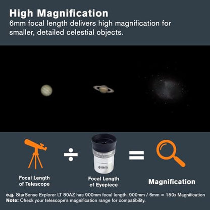 Celestron Omni 6mm Telescope Eyepiece for Detailed Moon & Planet Views