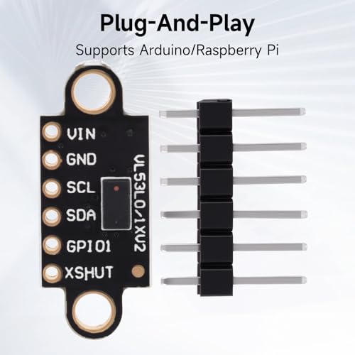 5 Pcs VL53L0X Lidar Sensor 2m Range High Precision Single-Point Distance Sensor Compact Lightweight ToF Module with I2C Interface for Arduino Raspberry Pi Robot IoT Projects Smart Homes GY-VL53L0XV2 - color: Black