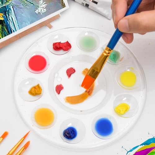 Hulameda 3pcs Paint Palettes, Plastic Paint Tray Palette, Paint Pallet with 10 Wells for Adults & Kids, for Painting or DIY Craft Class, Clear - color: 3pcs-clear