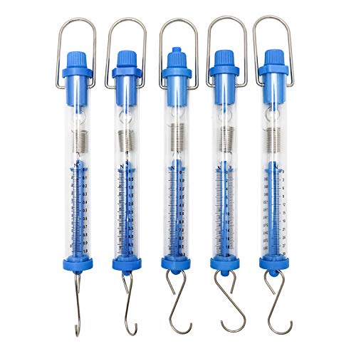 QWORK Tubular Spring Scale Set – 1N to 30N Range, Gram & Newton Dual Scale for Physics Lab, Classroom & Test Use, 1N, 5N, 10N, 20N, and 30N
