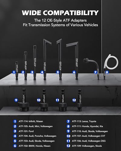 OMT 3L Transmission Fluid Fill Pump ATF Transfer Dispenser with 12 Adapters