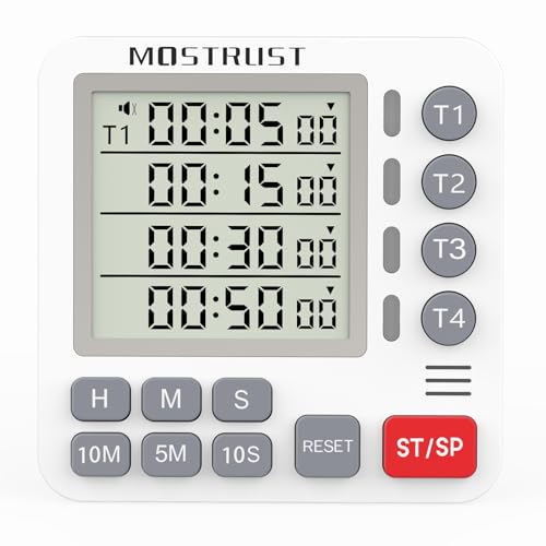 Digital Dual Kitchen Timer, Multiple Channels Countdown Timer - color: White