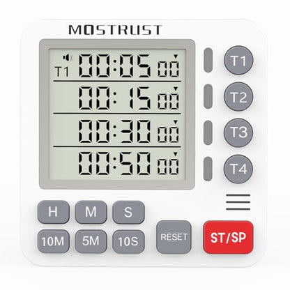 Digital Dual Kitchen Timer, Multiple Channels Countdown Timer - color: White
