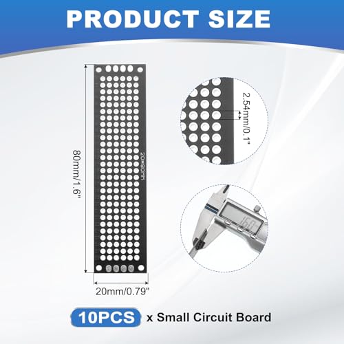 MECCANIXITY 10Pcs Solderable Breadboard, 3.15"x0.79" Double Sided Circuit Board Black Tinned PCB Board Small Prototype Board for DIY Electronics Projects Apply to Soldering Projects - color: Black Tinned, size: 3.15"x0.79"