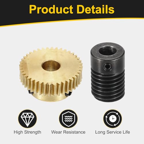 uxcell Worm Gear Set 40T 0.5 Mod 1:40 Brass Gear-6mmOD,1045 Steel Rod 6mmOD - size: Gear-6mm, Rod-6mm Bore, style: 0.5M-40T