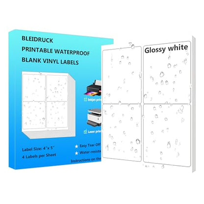 20 Sheets Glossy White 4" x 5" Waterproof Sticker Shipping Address Labels - size: 4 inches x 5 inches