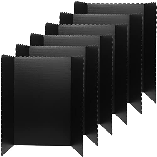 Kosiz 6 Pcs Tri Fold Presentation Board for School Portable Trifold Display Exhibition Board Corrugated Lightweight Poster Board for Business Presentations Projects Memorial Photo(Black,24 x 36'')