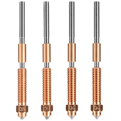 ASelected 4 PCS 3D Printer Nozzle Set, Hardened Steel Nozzle 0.4/0.6/0.8mm, Unicorn Nozzle for K1C, K1 SE, K1 Max, Ender-3 V3, and Ender-3 V3 Plus