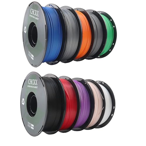 10 Pack PLA 3D Printer Filament Bundle, 1kg Spool (2.2lbs) - color: 10*1kg(black+porcelain White+gray (New)+red+bamboo Green+starry Blue+vibrant Orange+purple+skin Color+silver)