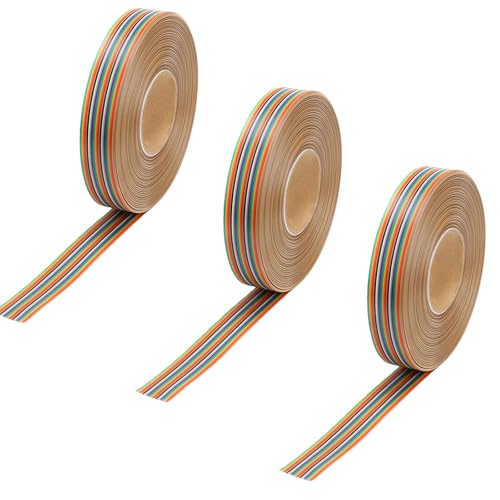 3pcs 26P Multicolored Dupont Jumper Ribbon 1M/3.3Ft Cables for Arduino Breadboard Projects - color: 26P 1M