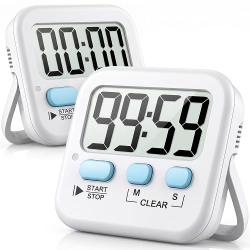 Antonki 2 Pack Digital Timer for Kids Classroom Kitchen Timers for Cooking - color: Classic White ( 2 Pcs )
