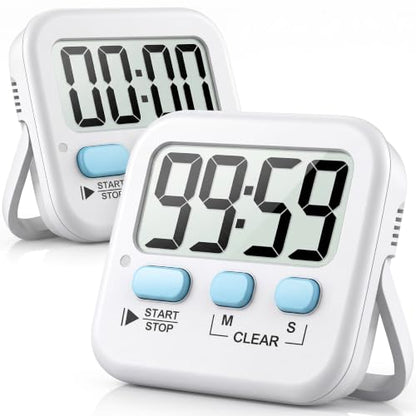 Antonki 2 Pack Digital Timer for Kids Classroom Kitchen Timers for Cooking - color: Classic White ( 2 Pcs )