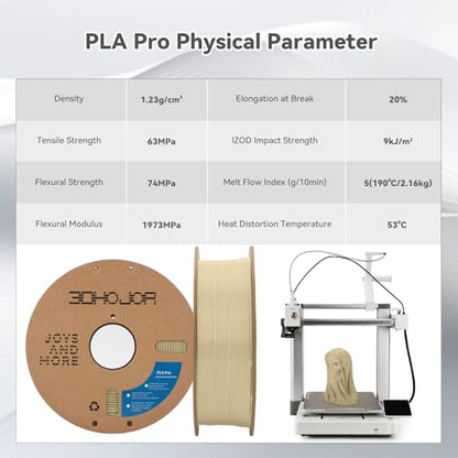 3DHoJor PLA+ 3D Printer Filament Bone White,1KG - color: Bone White