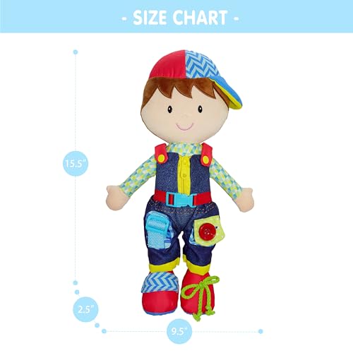 June Garden 15" Lucas Montessori Learn-to-Dress Plush Doll - color: Lucas