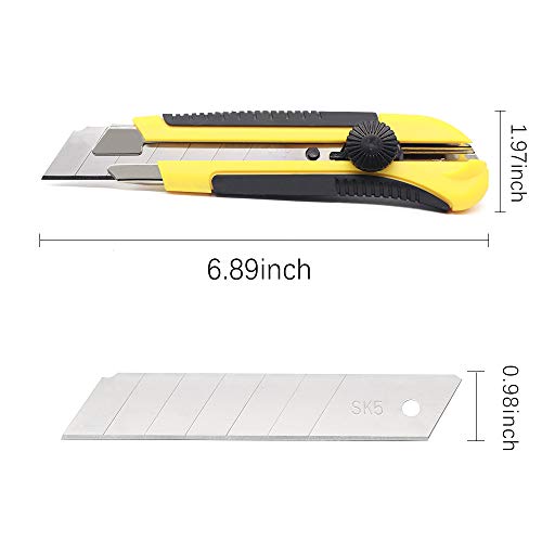 24 Pack Utility Knife, 25mm Retractable Box Cutter - color: 24 Knives