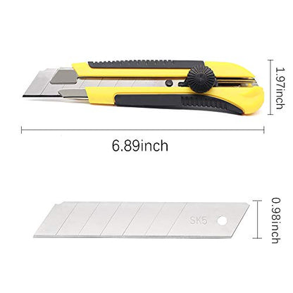 24 Pack Utility Knife, 25mm Retractable Box Cutter - color: 24 Knives