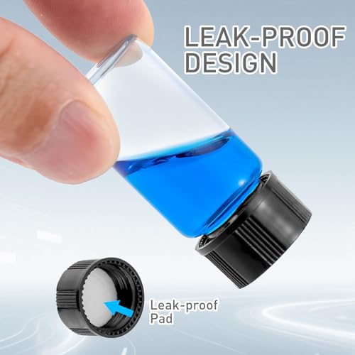 14pcs 5ml Small Clear Glass Bottle Vials with Plastic Screw Cap - color: Clear, size: 5ml