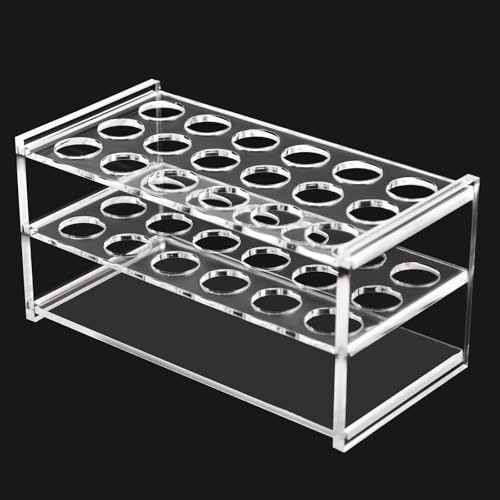 RUIAN Test Tube Holder Acrylic Lab Stand Rack 18-Well 17mm Diameter for 10ml Centrifuge Tubes, Durable Space-Saving Desktop Organizer for Laboratory, School & Science Classroom