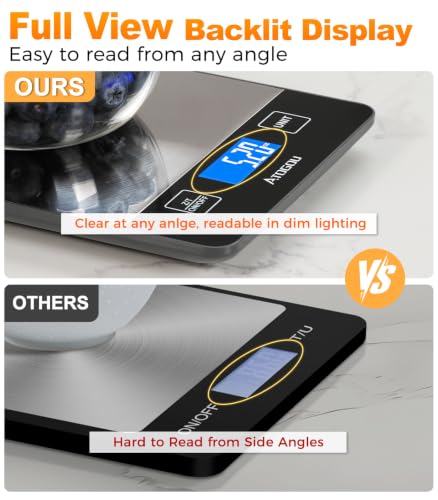 Atogou Food Scale Rechargeable - 33lb Digital Kitchen Scale Ounces Grams - color: Grey