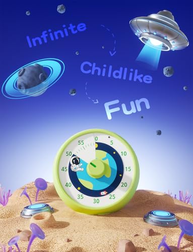 Visual Timer for Kids, 60-Minute Countdown Timer for Classroom Office Kitchen, Desk Timer Kids Time Management Tools with Silent Operation, Pomodoro Time Rainbow Pattern - color: Planet Green