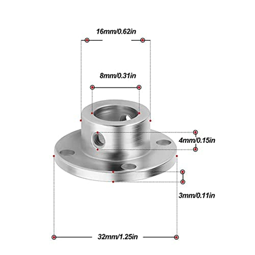 2-Pack 8mm Flange Shaft Coupling High Hardness Metal Axis Bearing Fittings DIY Model Accessory Rigid Flange Guide Shaft Coupler Motor Connector - size: 8mm