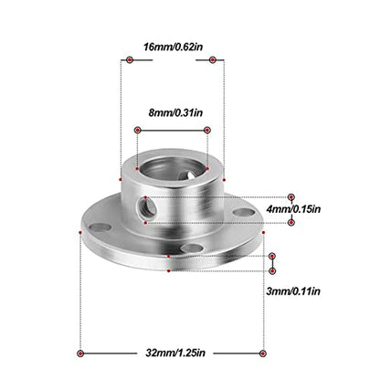 2-Pack 8mm Flange Shaft Coupling High Hardness Metal Axis Bearing Fittings DIY Model Accessory Rigid Flange Guide Shaft Coupler Motor Connector - size: 8mm