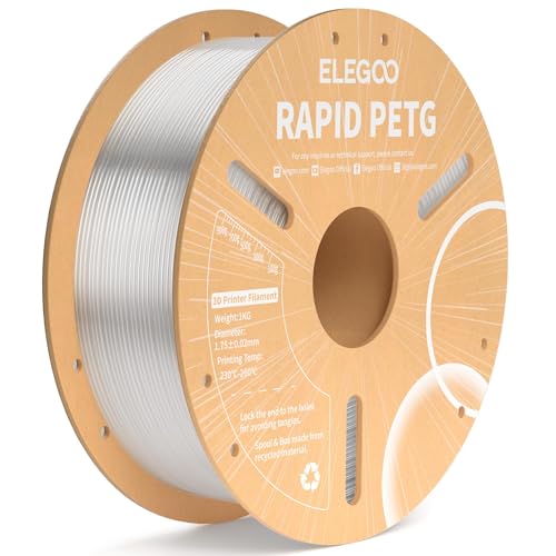 ELEGOO Rapid PETG 3D Printer Filament 1.75mm Transparent 1KG - color: 1kg Transparent