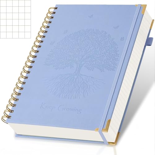 Graph Paper Notebook, 300 Page Grid Notebook, A4 Hardcover Spiral Journal - color: Blue, size: 8.5” x 11”