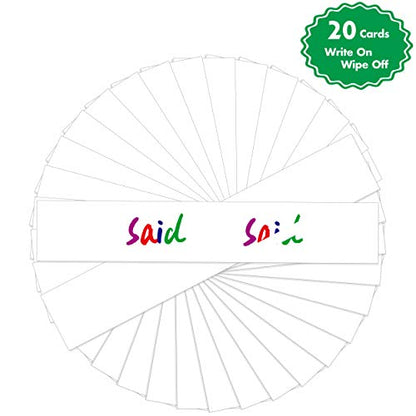 Black Tabletop Desktop Pocket Chart with Bonus 20X Dry Erase Cards. Double Sided and Self-Standing (13” X 12”) - color: Black, size: Blank Cards