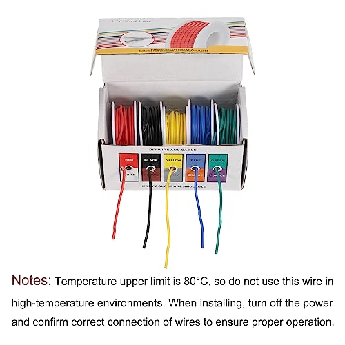 MECCANIXITY 16AWG Wire 16 Gauge Electrical Wire, PVC 1007 Stranded Wire Hook Up Wire Tinned Copper Wire 25m(82ft) 5 Colors for DIY and Wiring Applications - size: 16AWG,82ft