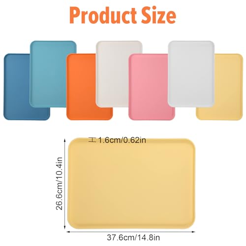 7-Pack Plastic Art Trays, Stackable Art Trays for Classroom & Crafts, 14.8 x 10.4 Inch Colorful Activity Tray for Kids Painting, Beads, DIY Projects (7 Vibrant Colors)