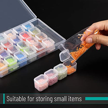 Mr. Pen- Bead Storage Containers, 28 Grids, 2 Pack, Clear White - color: Clear White, size: 2 Pack-56 Pcs(6.8"x4.4"x1")
