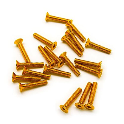 20pcs M3 Countersunk Screws 6063 Aluminum Hex Socket (Anodized Colors) (6mm / 10mm / 16mm / 20mm) (M3x16mm, Gold) - color: Gold, size: M3x16mm