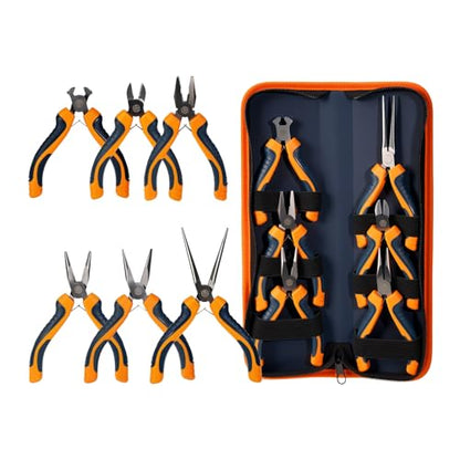 MANUFORE 6-Piece Mini Pliers Set for Precision Cutting, Gripping, Twisting