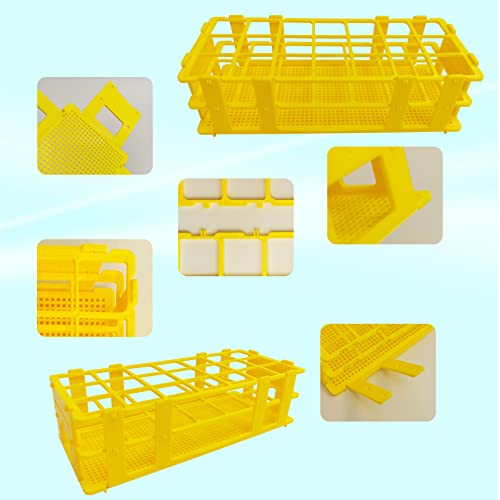 3 Packs Plastic Test Tube Rack, 21 Holes Lab Test Tube Rack Holder for 30mm Test Tubes,Yellow, Detachable (Yellow21)
