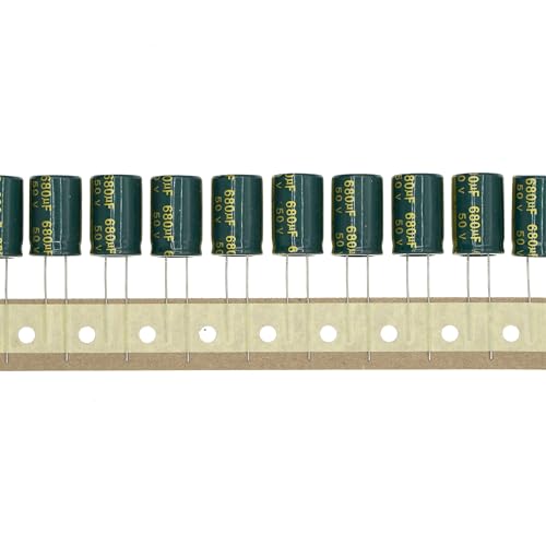 20 Pieces 50V 680UF 13x21mm High Frequency LOWESR Plug-in Aluminum Electrolytic Capacitor Green Sleeve 50 Volt 680 UF - size: 50V680UF