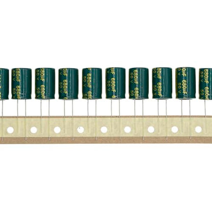 20 Pieces 50V 680UF 13x21mm High Frequency LOWESR Plug-in Aluminum Electrolytic Capacitor Green Sleeve 50 Volt 680 UF - size: 50V680UF