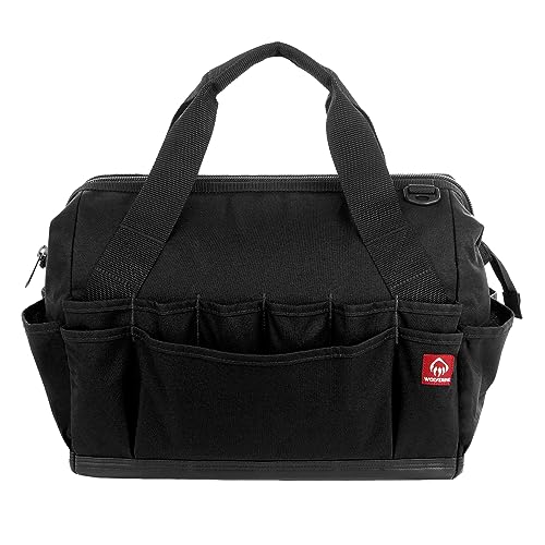 WOLVERINE Tool Bag |Tote | Utility Roll | Durable Nailhead Nylon, Adjustable Straps, and Versatile Pockets - color: Black, style: 16 Inch 34 Pocket Bag