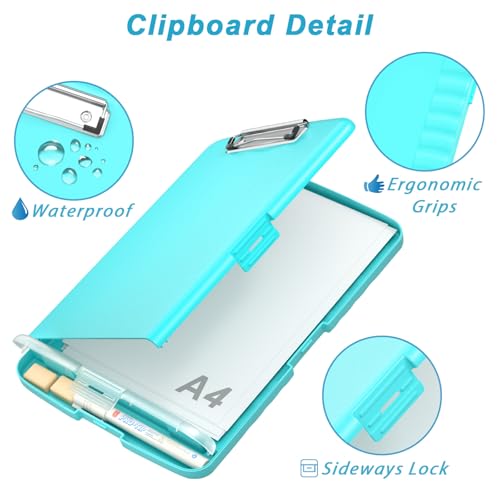 Rimilak Clipboard with Storage, 8.5 x 11'' High Capacity Clip Board, Green - color: Mint Green