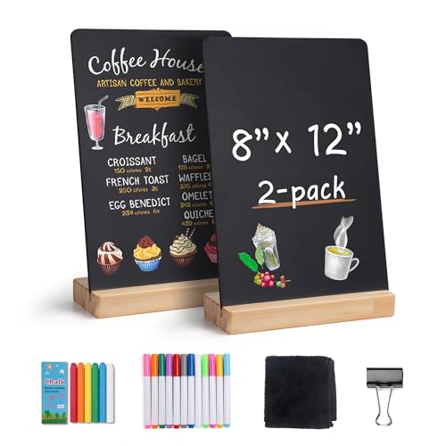 SELEAD Small Chalkboard Words Sign with Wooden Stand - 2 Pack 8x12 Inch - size: 8x12"(2-pack)-chalkboard