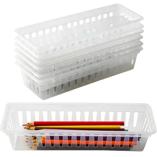 Fun Express Clear Plastic Classroom Pencil & Marker Baskets, 10" x 3" - color: Clear