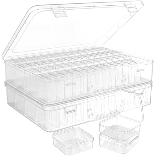 Portable Bead Organizer, 120Pcs Small Clear Storage Boxes with Hinged Lid and Large Craft Case with Handle, Mini Plastic Containers for Jewelry Making Diamonds Arts Screws Seeds Small Parts - size: 120 Pcs (2.16" x 2.16" x 0.78")