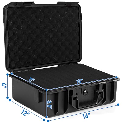 TORIBIO Hard Carrying Case with Foam, Shockproof Storage Box 16"x12"x4" - size: 16" x 12" x 4"