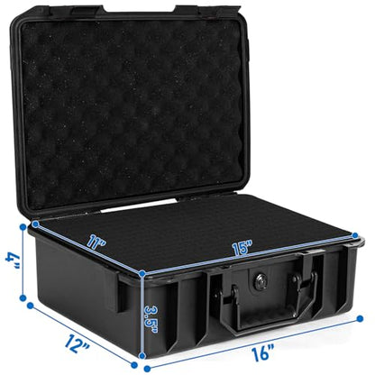 TORIBIO Hard Carrying Case with Foam, Shockproof Storage Box 16"x12"x4" - size: 16" x 12" x 4"