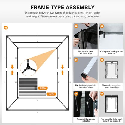 Professional Photography Studio LED Dimmable Large Shooting Tent 47x39x78 ZKEEZM Large Lightbox Photo Video Continuous Lighting Cube Shooting Tent Kit Soft Box with 3Colours Backdrops and Carrying Bag - size: 78 inches with 5600K