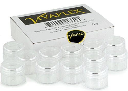 Vivaplex Clear 1 oz Plastic Pot Jars Cosmetic Containers With Lids - 12 pk