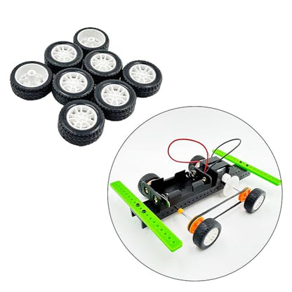 8PCS Toy Car Wheel RC Car Rubber Tire Wheel with Metal Shaft Axles for RC Car Truck Robot DIY Model Car Building Parts (2x25mm) - style: 2x25mm