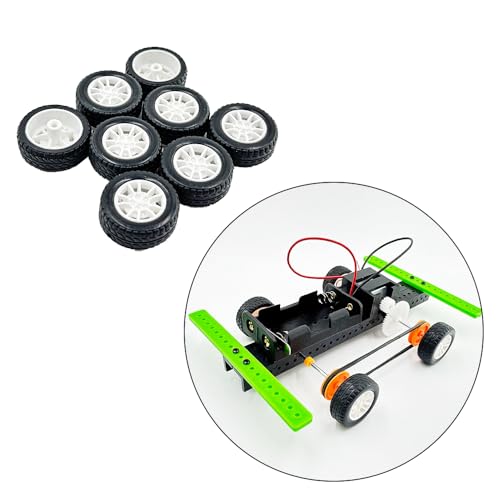 8PCS Toy Car Wheel RC Car Rubber Tire Wheel with Metal Shaft Axles for RC Car Truck Robot DIY Model Car Building Parts (2x25mm) - style: 2x25mm